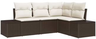 vidaXL Garten-Sofa-Set mit Kissen mit Speicher 4 pcs Braun und Creme 3355707