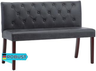 Sitzbank MAURI 120 cm Grau Wildleder-Optik | Küchenbank Esszimmerbank Flurbank mit Rückenlehne