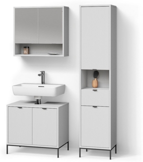Livinity® Badmöbel-Set ATERNO, Weiß, 3 Teile, mit Hochschrank