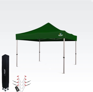 Gartenpavillon Faltbar 3x3m | Premium UV/PVC Schutz | Robuste Konstruktion BRIMO | Schnelles Zusammenklappen ohne Werkzeug - ohne Wände - Grün