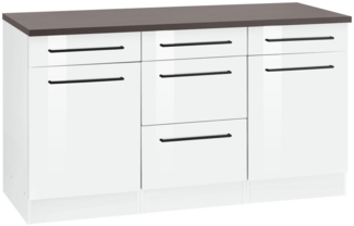 KOCHSTATION Unterschrank KS-Tulsa 150 cm breit, 2 Türen, 3 Schubkästen, 2 große Auszüge für Stauraum