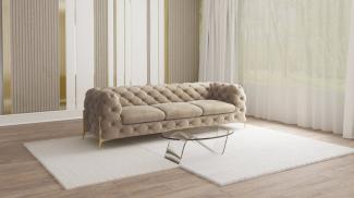 S-Style Möbel Chesterfield-Sofa 3-Sitzer Ashley mit Goldene Metall Füßen, mit Wellenfederung