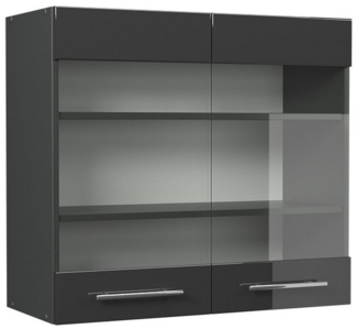 Küchenglasschrank Fame-Line Anthrazit Hochglanz 80 cm Vicco