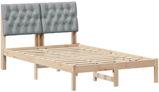 vidaXL Bettrahmen Hellgrau 120 x 200 cm Massives Kiefernholz 878819