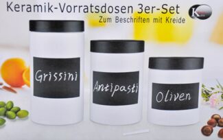 Keramik Vorratsdosen 3er-Set mit Schriftfeld Kaffeedose Teedose Dose Vorratsdose