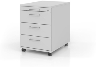 Rollcontainer AC30 58cm, 3 Schübe, Schloss BM Nussbaum