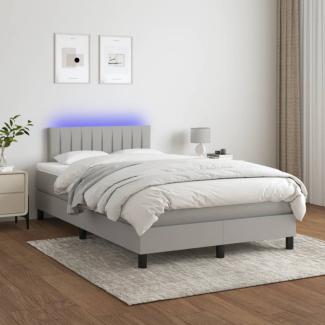 Boxspringbett mit Matratze & LED Stoff Hellgrau 120x200 cm, Härtegrad: H2 [3133301]