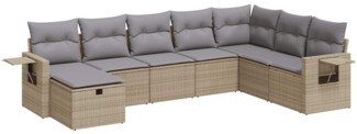 vidaXL 8-tlg. Garten-Sofagarnitur mit Kissen Beige Poly Rattan 3325535