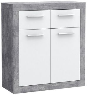 Newroom Kommode Hisako, Kommode Betonoptik Lichtgrau Modern Sideboard Highboard Wohnzimmer