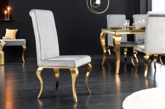 riess-ambiente Polsterstuhl MODERN BAROCK grau / gold (Einzelartikel, 1 St), Esszimmer · Samt · Edelstahl · Wohnzimmer
