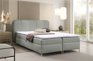 Boxspringbett Schlafzimmerbett ALIZE 180x200 cm Stoff Fresh Grau