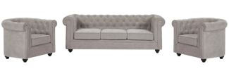 Vente-unique - Sofa 3-Sitzer & 2 Sessel - Stoff - Grau - CHESTERFIELD
