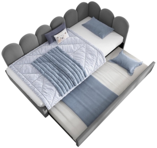 OKWISH Polsterbett Kinderbett mit Lattenrost (Tagesbett, Schlafsofa, Daybett, 2-tlg, 90x200 cm+90x190 cm, mit Matratze), mit Ausziehbett