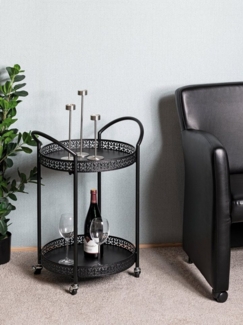 HAKU Möbel Servierwagen, Metall, schwarz, B 51 x T 42 x H 71 cm