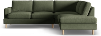 Micadoni Symmetrisches Ecksofa Aliya 4-Sitzer Rechts Samt Moßgrün Melange