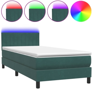 vidaXL Boxspringbett mit Matratze Dunkelgrün 100x210 cm Samt 3317064