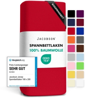 Jacobson Spannbettlaken BOXSPRING & ÜBERLÄNGE aus 100% Baumwolle, für hohe & lange Matratzen, Jersey Bettlaken 160 g/m², OEKO-TEX®