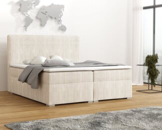 Deine Möbel 24 Boxspringbett LOFT IV Boxspring Komplettbett Polsterbett Bonellfederkernmatratzen (Beige Creme Grau Dunkelgrau Graphit Schwarz, 3-St, Boxbett Cord Cord-Samt 120x200 140x200 160x200 180x200 200x200), inkl. Bettkasten Topper Matratzen H3 H4