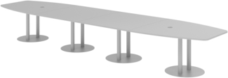 bümö Konferenztisch oval 520x130 cm großer Besprechungstisch in grau, Besprechungstisch mit Säulen in silber, Meetingtisch für 18 Personen, XXL-Tisch für Besprechungsraum & Meeting, KT52S-5-S