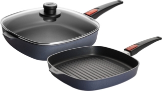 WOLL MADE IN GERMANY Pfannen-Set Diamond Lite 28 x 28 cm, Aluminiumguss (Set, 3-tlg), Abnehmbarer Stiel, Antihaftbeschichtet