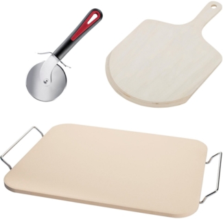 WESTMARK Pizzastein, Keramik, (Set, 3-St), Inkl. Pizzaschaufel und Pizzaschneider