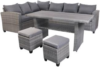 Terassen-Lounge Set LEON grau mit 2 Hockern