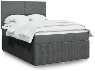 vidaXL Boxspringbett mit Matratze Dunkelgrau 140x200 cm Stoff 3294373