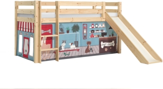 Kinderbett mit Rutsche Karolina Massivholz Natur Textilset Pet Shop