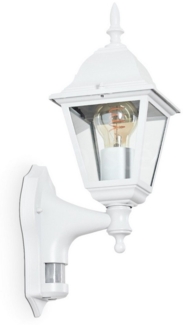hofstein Außen-Wandleuchte Wandlampe mit Bewegungsmelder aus Metall/Glas in Weiß/Klar, ohne Leuchtmittel, Wandleuchte im Design, E27, ohne Leuchtmittel