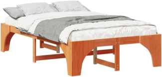 vidaXL Bodenbettgestell mit Speicher Braun 135 x 190 cm Kiefernholz 872997