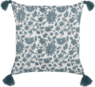 Dekokissen Blumenmuster RUMEX Baumwolle 45 x 45 cm Blau