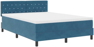 vidaXL Boxspringbett mit Matratze Dunkelblau 160x200 cm Samt 3342600