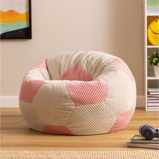 Icon Fußball Sitzsack Kinder, Rosa, Webstoff, Sitzsack Cord mit Füllung, Bequemer Kinder Sessel, Kuschelsessel, Lese Sessel, Schlafzimmer, Kinderzimmer, Wohnzimmer