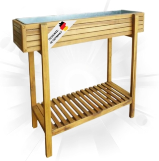 DELUKE® Hochbeet mit Ablage HOOD Akazienholz massiv, 90x30x75cm Balkon Hochbeet Kräuterbeet Balkon Tischbeet Terrasse Balkonbeet Pflanzbeet hoch Garten