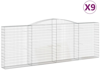 vidaXL Gabionen mit Hochbogen 9 Stk. 400x30x140/160cm Verzinktes Eisen 3146899