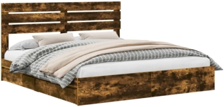 vidaXL Aufbewahrungsbett Geräucherte Eiche 180x200 cm Holzwerkstoff 3411552