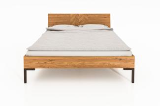 Bett Seiba 2 Sonderlänge 80x220 Kernbuche massiv Holzkopfteil und Metallbeine