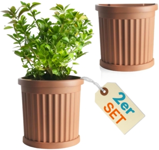 GarPet Pflanzkübel 2x Pflanz Kübel Halbrund Groß Wand Außen Blumen Kasten 50 Terrakotta