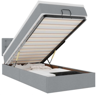 vidaXL Ottoman-Bett mit Matratze Hellgrau 90x190 cm Stoff 3311587