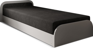 Eltap Parys Bett (Alova 04) 80x190 Seite links Holzrahmen , Schwarz, 220 x 113,5 x 200 cm