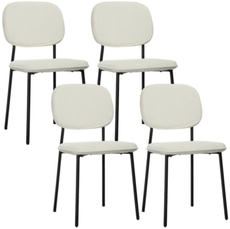 HOMCOM Esszimmerstuhl 4er-Set moderne gepolsterte Küchenstühle mit Rückenlehne (gepolsterter Sitzfläche, 4 St), für Esszimmer, Wohnzimmer, Weiß