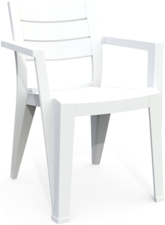 Dmora Set mit 6 Gartenstühlen Courtenay, Gartensitz, Outdoor-Stuhl, Outdoor-Sessel, 62x59 h79 cm, Weiß