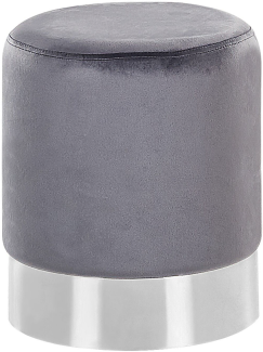 Pouf Samtstoff grau ⌀ 36 cm BRIGITTE