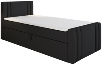 A&J MöbelLand GmbH Boxspringbett Einzelbett KLAUS mit Bettkasten, Topper und gepolstertem Kopfteil. (Boxspringbett mit Bettkasten und gepolstertem Kopfteil. Gratis Topper – nur jetzt erhältlich!, Kostenlose Lieferung! TOP ANGEBOT), Länge 216 cm Höhe 10...