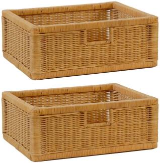 Krines Home Regalkorb 2er Set Regalkorb Aufbewahrungskorb Korb geflochten Rattan Korbset (2-teiliges Set), ca. 43 x 32 x 17,5 cm Aufbewahrung Regal Schrankkorb