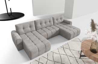 AX LIVING braune Sofa Friulia U Form Wohnlandschaft 345 cm hellbraun