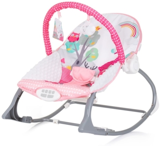 Chipolino Babywippe Melody 2 in 1 Gurt Musik Vibration Spieluhr Schaukelfunktion pink