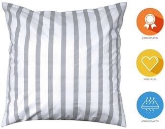 Lavea Bettwäsche Breite Streifen, Set aus 1x 80x80cm Kissenbezug & 1x 135x200cm Bettdeckenbezug, 100% Baumwolle, kuschelig weiche Bettwäsche für Ihr tägliches Wohlbefinden, 2 teilig, Bettbezug mit hochwertigem Reißverschluss und langlebiger Qualität