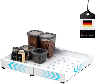 Teleskopschublade mit Einlegeboden, ausziehbar, Breite von 31-51 cm, zum Kleben oder Bohren, aus weißem Metall