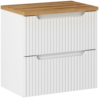 Waschtischunterschrank 60cm, weiß und Eiche, NEWPORT-56-WHITE